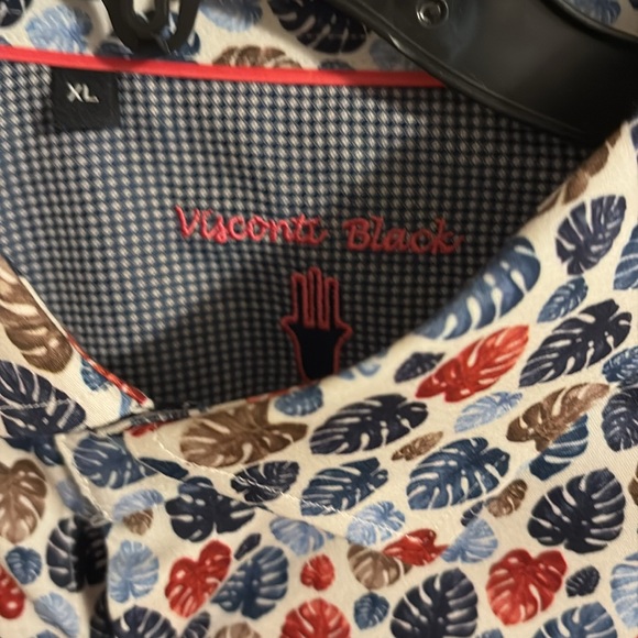 NWT Men’s Visconti Multi Color Leaf Design Long Sleeve Button Up $135 - Picture 4 of 4